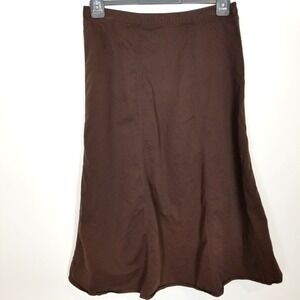 L.L.Bean Women A Line Midi Skirt Sz 18 Brown Cotton Blend Classic